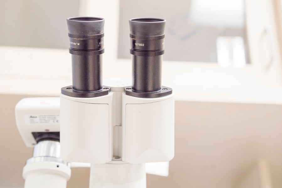 Close-up of a microscope.